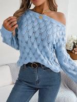 Suéter Casual de Invierno-Otoño Cuello Oblicuo, Manga Larga, Moda para Mujeres en Rosa - details 21