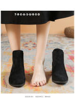Chelsea botas cortas de cuero suave redondo Martin botas coreanas pequeñas botas de tobillo - details 0