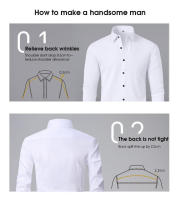 Camisa entallada de negocios minimalista elástica en cuatro direcciones para hombre, fácil de planchar y resistente a las arrugas - details 3