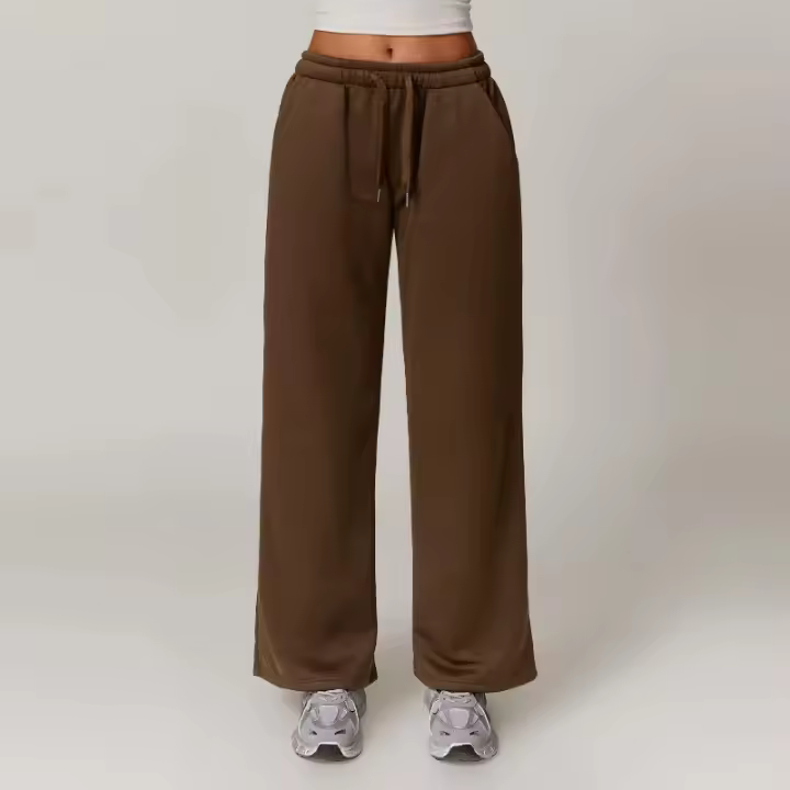 Pantalones deportivos de pierna ancha para mujer, pantalones deportivos holgados de cintura alta, pantalones térmicos informales, ropa deportiva para gimnasio, pantalones deportivos informales. - 1