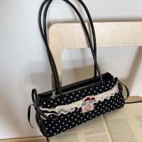 Bolso de mano francés dulce que combina con todo, bolso de mano con lazo de gran capacidad, bolsos para axilas de lunares, bolso de hombro de PU de encaje de estilo coreano, escuela - details 17