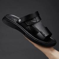 2025 nuevas sandalias de piel de vaca de primera capa zapatos de playa de cuero transpirable para hombres casual suela suave de mediana edad y ancianos papá zapatos de los hombres. - details 10