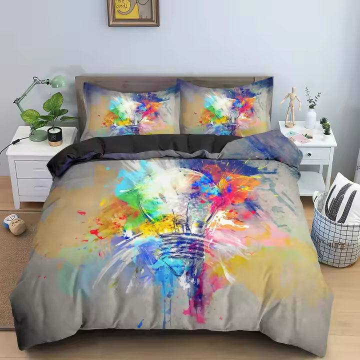 Juego de Ropa de Cama Eléctrica con Estampado de Acuarela 3D Cubierta de Edredón para Dormitorio Rey, Reina, Tamaño Cama Pequeña 2/3Pcs - 1