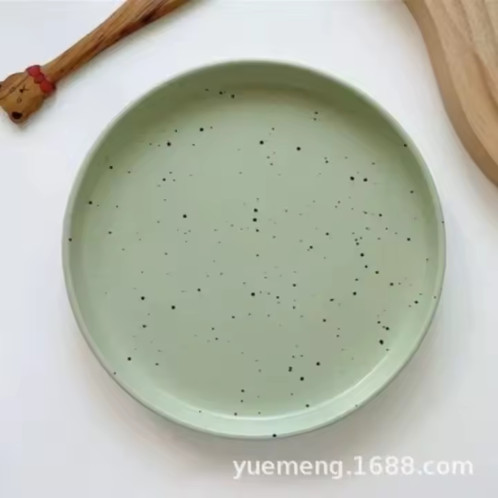 Textura Plato de cerámica redondo engrosado de 8 pulgadas, vajilla, plato de postre estilo nórdico ins, plato de pasta, plato occidental - 1