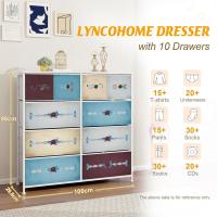 con 10 cajones de tela, cómoda para dormitorio, mueble de almacenamiento, muebles de dormitorio, cómoda para cocina, oficina, pasillo, mueble para TV con cajones - details 16