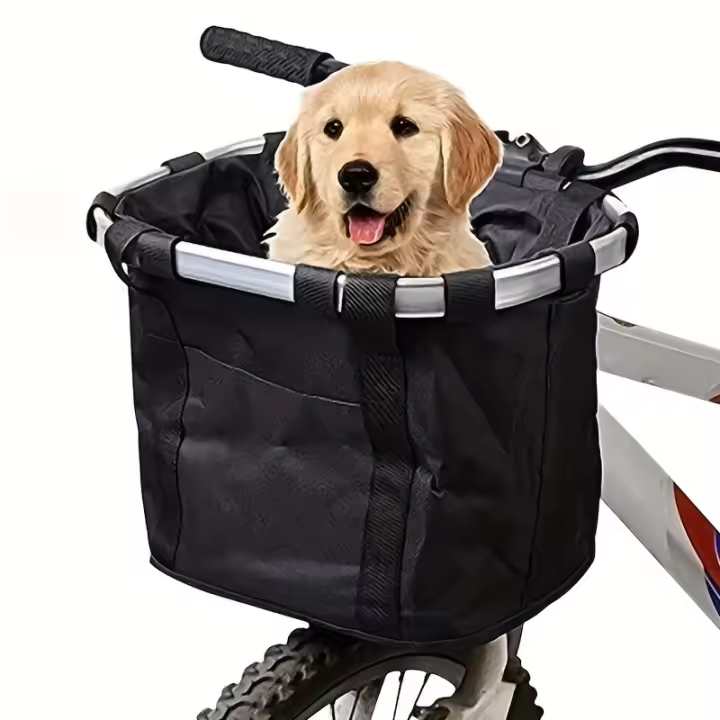 Cesta delantera para bicicleta, bolsa de transporte para perros pequeños y mascotas, tubo de manillar de ciclismo MTB desmontable - 1