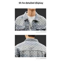 Chaqueta vaquera holgada informal de estilo americano para parejas, prendas de vestir exteriores con diseño de estampado Vintage a juego, colección de moda de otoño para hombres - details 7
