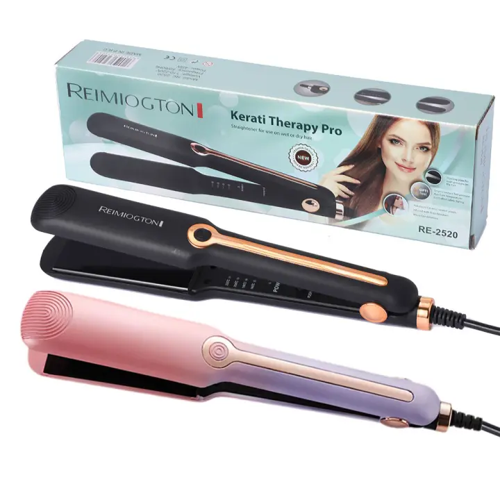 Plancha de pelo profesional 2025, plancha plana de cerámica, placa ancha de iones negativos, plancha de pelo ajustable con temperatura - 1
