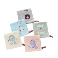 Toalla cuadrada pequeña de algodón puro para niños, calcomanía de dibujos animados, lana y una gasa, 5 piezas - details 3