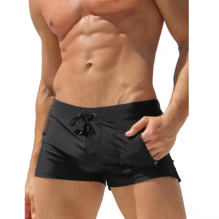 Los hombres bañadores de cintura alta apretado tiras boxeadores moda color sólido - 1