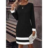 Nuevo suéter de punto con cuello de lunares Otoño Invierno con cintura y mangas largas para mujer, vestido cónico de manga larga. - details 5
