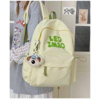 Mochila coreana simple de color sólido con alfabeto para estudiantes, mochila ligera de gran capacidad para viajes, mochila informal versátil - details 20