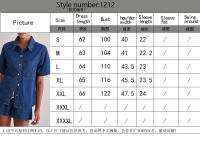Wind 2025 novedad de verano, camisa de manga corta lavada de Color sólido, pantalones cortos, traje vaquero para mujer - details 0