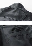 Abrigo a prueba de viento con solapa Retro a la moda para hombre, nueva chaqueta de cuero sólido holgada sencilla, Tops informales cómodos y versátiles para otoño e invierno - details 10
