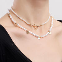 Collar de perlas redondo Popular para fotografía callejera, collar de perlas multicapa hecho a mano para mujer - details 1