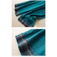 Pantalones de lino y algodón de cintura alta para mujer, pantalón de pierna ancha, largo, elástico, informal, liso, bordado, moda coreana, 2024 - details 3