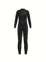 Traje de neopreno completo para mujer, con cremallera frontal, manga larga y pierna, material de cloropreno para buceo y deportes - details 3