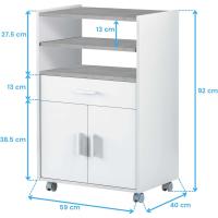 Mueble Microondas, Armario con 1 Cajón y 2 Puertas, Acabado en Blanco Artik y Cemento, - details 3