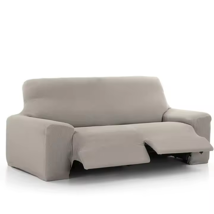 Sofá Relax 3 Plazas con 2 Patas Vega, Marfil. Funda para sofá reclinable. Ajuste, Fácil de Colocar y Lavar - 1