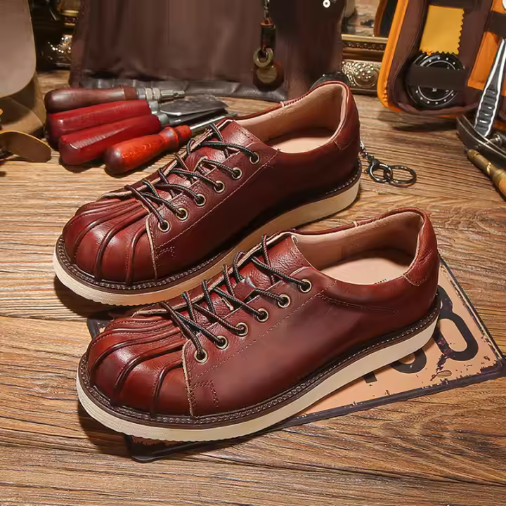 Zapatos de cuero vacuno puro de alta gama, zapatos casuales de suela blanda para hombre - 1