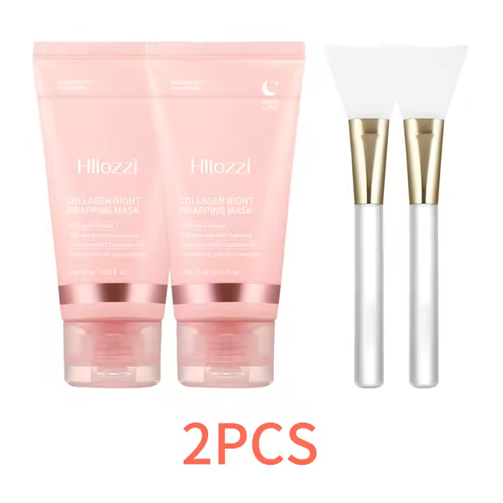 Mascarilla de colágeno para la noche con cepillo de gelatina, mascarilla de tratamiento nocturno hidratante profunda para todo tipo de piel - 1