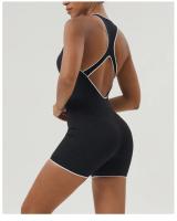 Mono de Yoga ajustado para levantamiento de cadera, diseño atlético de colores contrastantes, mono sin espalda para trabajo, ropa de Yoga de secado rápido con almohadillas para sujetador - details 12