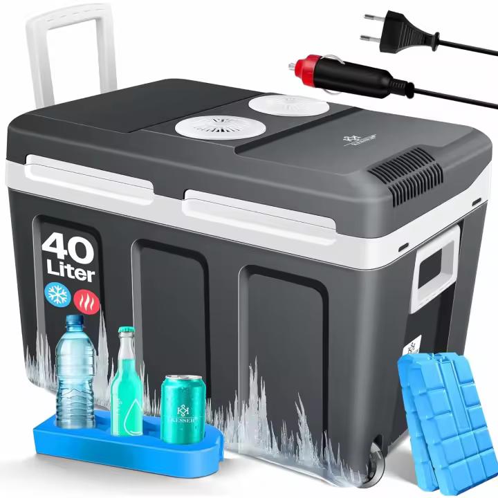 Nevera eléctrica portátil 40L con Ruedas |   Calienta y enfría |   termoeléctrica |   Mini Nevera |   12V y 230V |   para Coche, Camping y Enchufe |   Modo Eco |   Incluye acumuladores de frío - 1