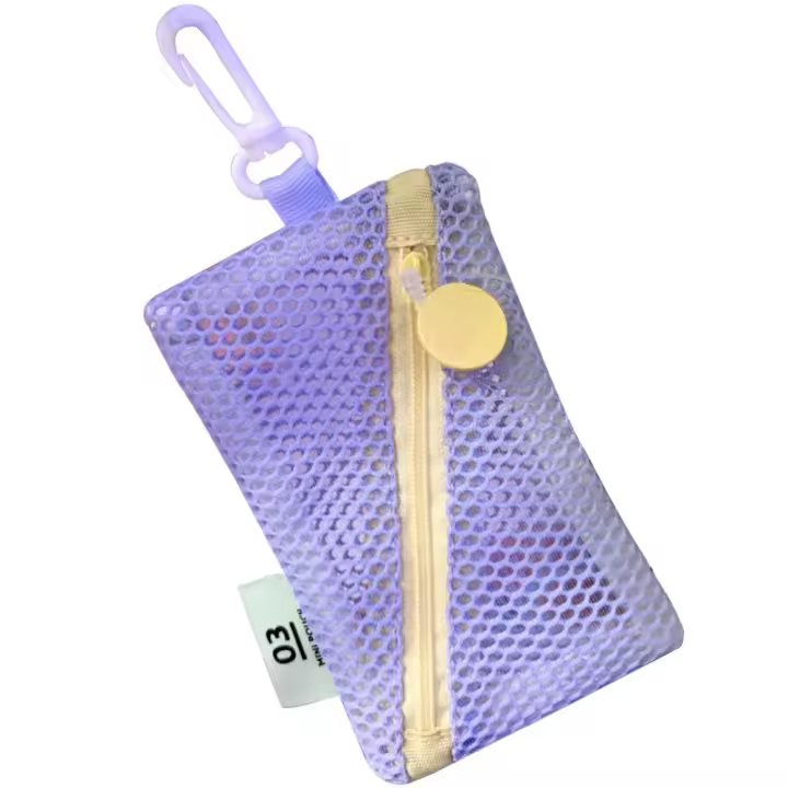 Bolsas ligeras de malla con cremallera, bolsillos portátiles de viaje para artículos de tocador, gancho giratorio, Mini bolsa de maquillaje de gran capacidad para niñas - 1