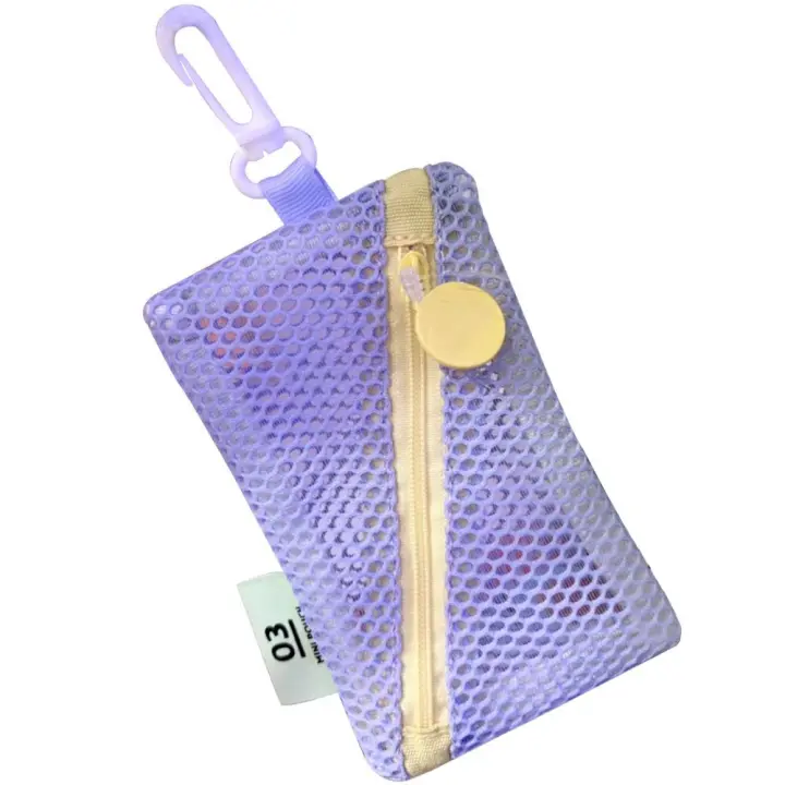 Bolsas ligeras de malla con cremallera, bolsillos portátiles de viaje para artículos de tocador, gancho giratorio, Mini bolsa de maquillaje de gran capacidad para niñas - 1