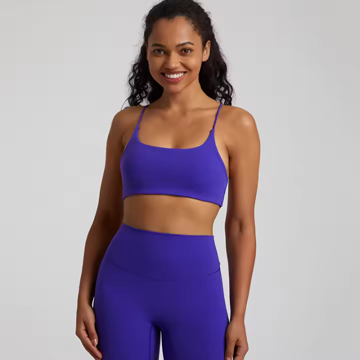 SHINBENE Sujetador Deportivo de Yoga para Mujeres Super Nuble con Cuello Redondo y Espalda Cruzada Top de Entrenamiento con Almohadillas - 1