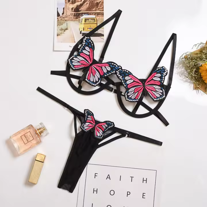 Eroctic-conjunto Sexy de dos piezas para mujer, sujetador transparente fino, lencería asequible, paquete erótico de lujo - 1