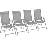 Sillas Plegables de Jardín, Juego de 4, Silla de Exterior con Marco de Metal, Respaldo Reclinable en 8 Ángulos, Carga de 150 kg, Gris GCB30GY - details 0