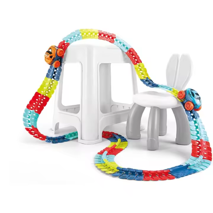 Juego de Rieles para Coche Excitat 184 Piezas Juguete de Carreras Flexible para Niños - 1