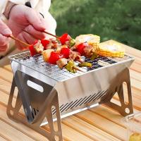 Barbacoa portátil para exteriores, pequeña parrilla plegable, estufa de leña de acero inoxidable, picnic, cocina - details 10