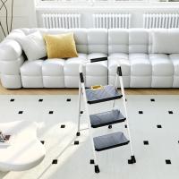 Carga hasta 360 kg, con Bloqueo de Seguridad, Pedales Anchos Antideslizantes, Pasamanos, Escalera Doméstica Ligera de Acero Hogar Cocina Oficina Armarios, Blanco - details 8
