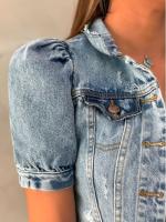 Chaquetas cortas con agujeros cortados por el viento, mangas de burbuja, chaquetas vaqueras pequeñas, tops - details 1