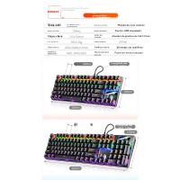 Teclado mecánico metálico 87 teclas 104 teclas eje verde luminoso eje negro accesorios informáticos juego de bloques de color - details 0