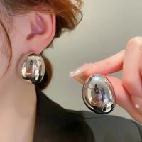 Pendientes de Metal con forma de gota de agua para mujer y niña, aretes ovalados brillantes, Color dorado y plateado, a la moda - details 4