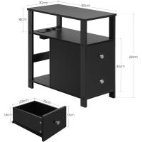 Mesita Auxiliar con Enchufe, Mesa Salón con 2 Cajones y 2 Estantes de Almacenaje, Mesa Delgada con Enchufe y Puertos USB, Apta para Salón y Dormitorio, Negro, 60x60x30 cm, BTS28sz - details 2