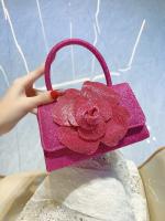 Bolso mujer 2025 nueva celebridad de Internet brillante diamantes de imitación rosa flor cadena pequeña bolsa cuadrada bolsa de mensajero portátil marea - details 1