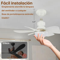 Ventilador de techo silencioso con luz LED y control remoto Ventilador de techo eléctrico de 30 W/40 W con pantalla E27 Ahorro de energía Certificado RoHS - details 7