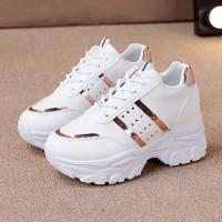 Zapatillas deportivas vulcanizadas con plataforma para mujer, zapatos informales de cuero con retales, para correr al aire libre - details 4