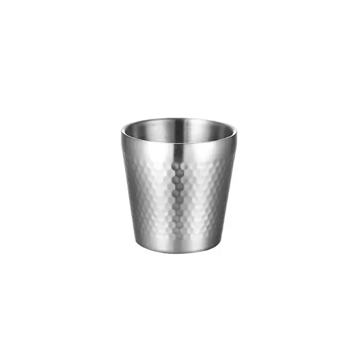 Taza de bebidas de agua fría de acero inoxidable, textura martillada, tazas de cerveza de doble pared, tazas de leche para cocina, vasos de Bar - 1
