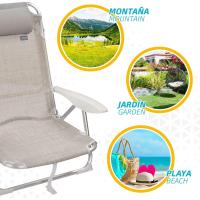Sillas Plegables de Playa Paquete de 2 Multiposición Jardín, Terraca, Camping Diseño Beige - details 5