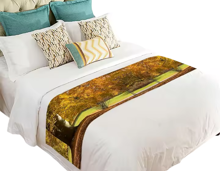 Camino de cama de colores otoñales, bufanda, decoración de cama, 50x241 Cm - 1