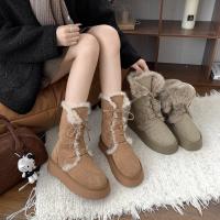 Botas de nieve para mujer, zapatos de felpa, zapatos de invierno, botas de cuero para mujer, zapatos para mujer 2025 - details 3