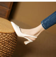 Nuevo aire trasero boca poco profunda tacones altos puntiagudos zapatos de mujer de tacón grueso - details 22
