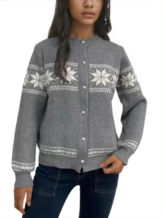 Moda de primavera otoño estilo coreano con cuello redondo para mujer - 1