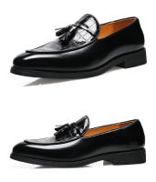 Británico pequeños zapatos de cuero de los hombres jóvenes puntiagudo borla beanie zapatos mocasines - details 15