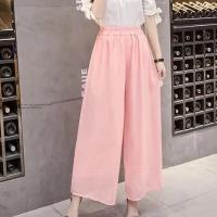 Pantalones informales de pierna ancha de gasa para mujer, Pantalón recto fino, holgado, transpirable, de doble capa, largos de cintura alta a la moda - details 6
